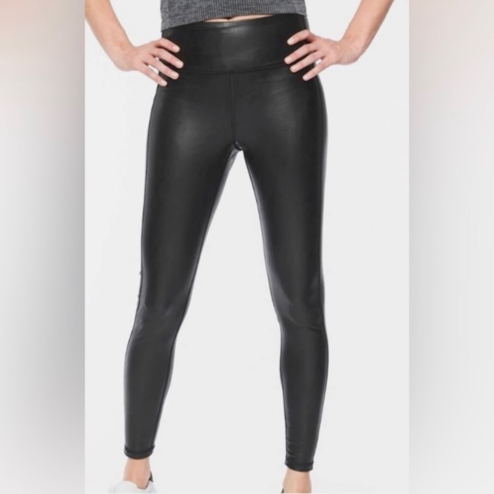 Athleta Faux Leather Blk Leggings Medium